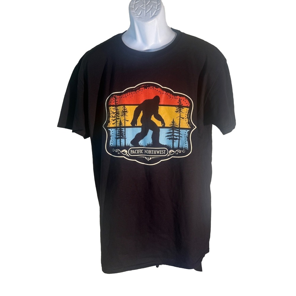 EPIC THREADFAST Short Sleeve PACIFIC NORTHWEST‎ SASQUATCH T-Shirt Black Large